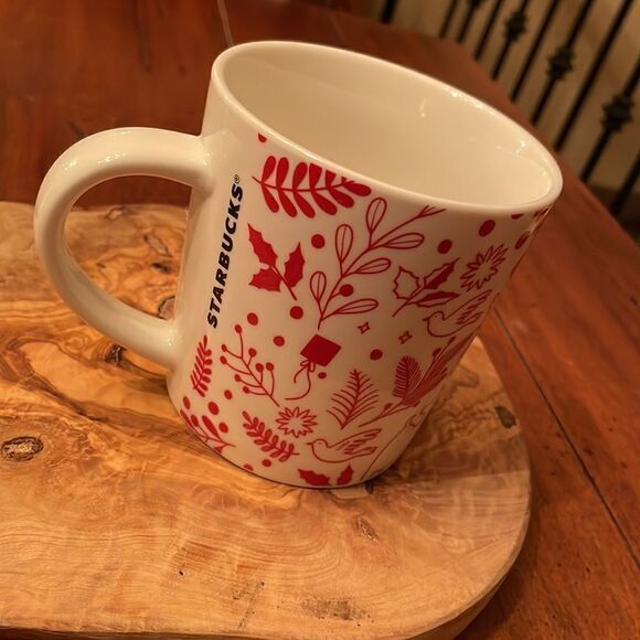 Starbucks Red and White Doves & Mistletoe Mug - Picture 2 of 6